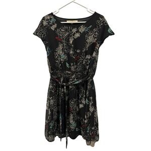 Uttam Boutique London Red And‎ Blue Bird Dress Women's US 10/12 UK16 EUR44